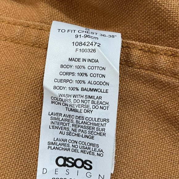 ASOS Men's Twill Shirt Jeacket Shacket Size S Handcraft Camel Color Cotton - Picture 7 of 9